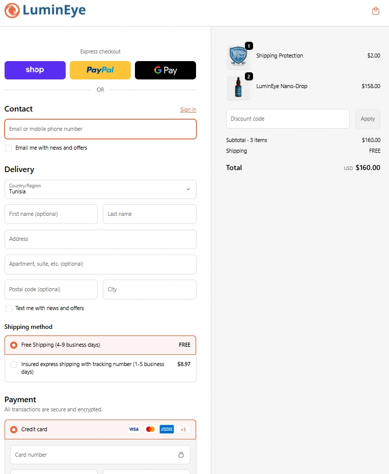 lumineye-checkoutpage